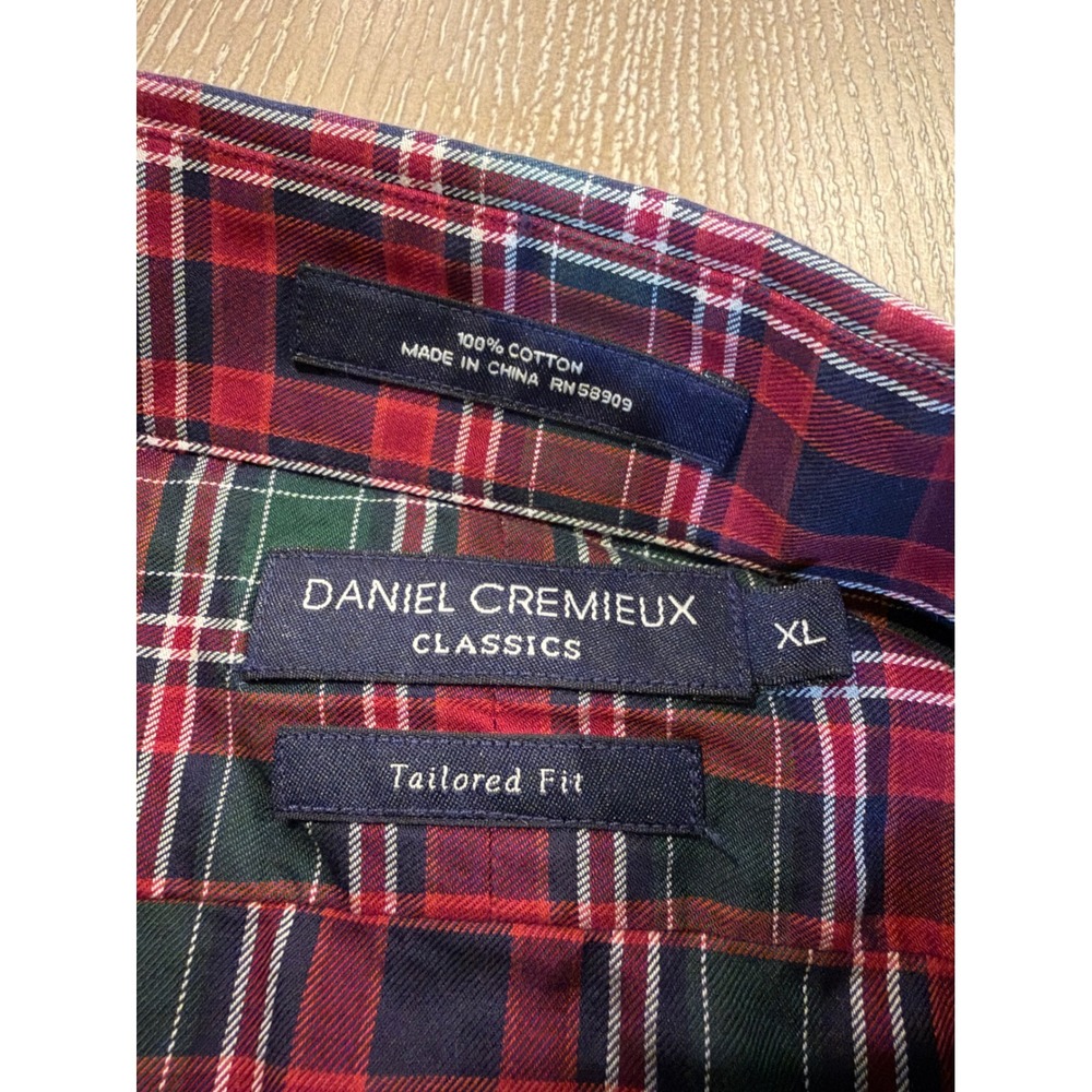 Daniel Cremieux Classics Men's XL Tailored Fit Red Green Tartan Plaid Shirt - Picture 3 of 7